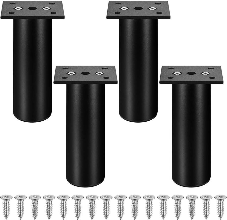 Verstelbare meubelpoten Hoogwaardig aluminium Set van 4 Mat zwart