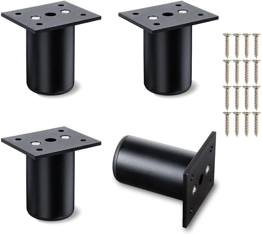 Verstelbare meubelpoten Hoogwaardig aluminium set van 4 zwart