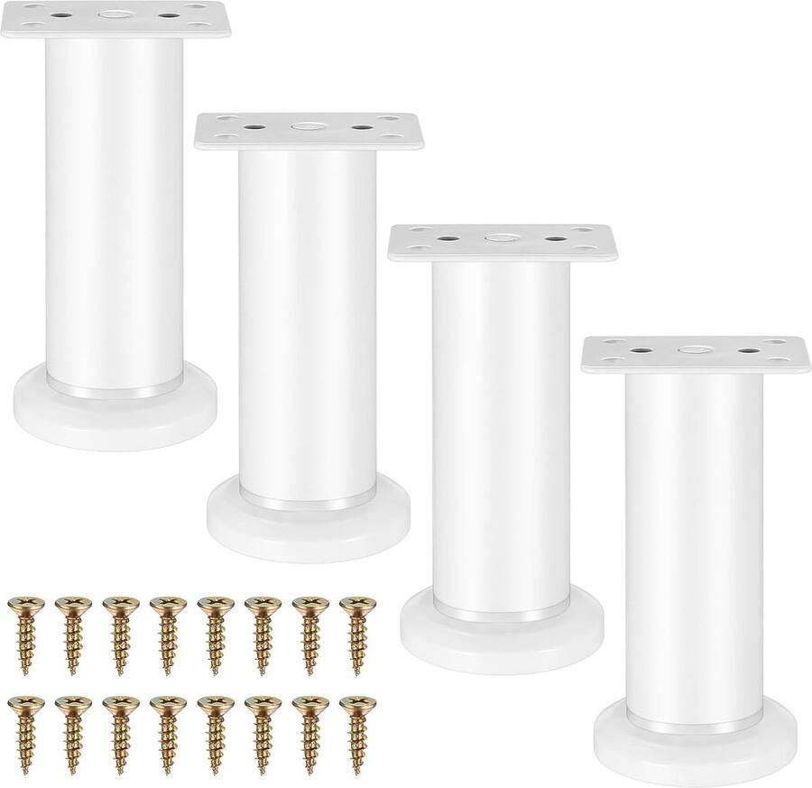 Verstelbare meubelpoten hoogwaardig staal in hoogte instelbaar 4 stuks wit
