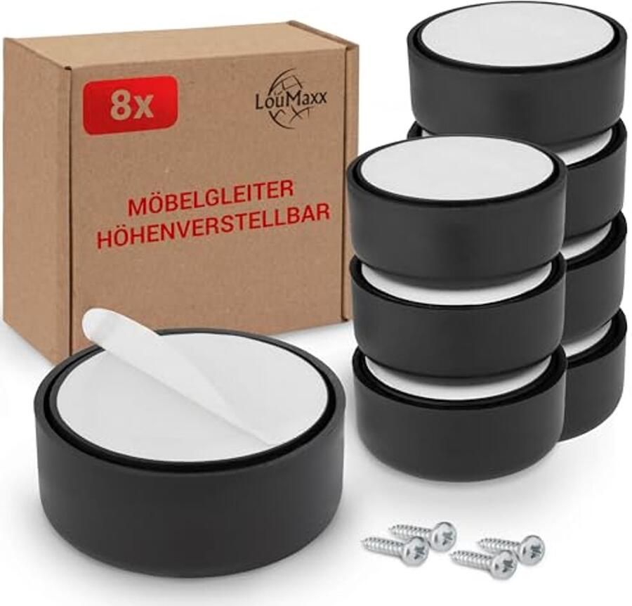 Verstelbare Meubelpoten Hoogwaardige Kunststof Pootset voor Meubels Ø 53 5 mm Set van 8 Zwarte Glijvoetjes