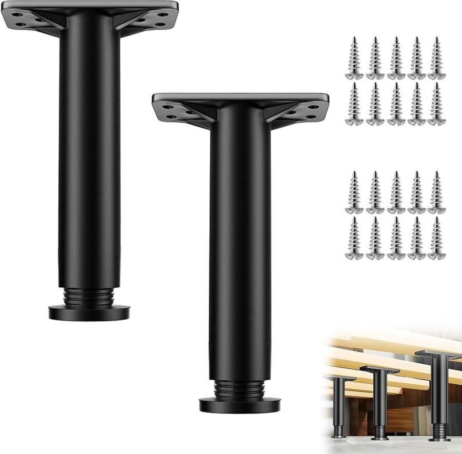 Verstelbare meubelpoten Hoogwaardige kwaliteit Set van 4 Zwart