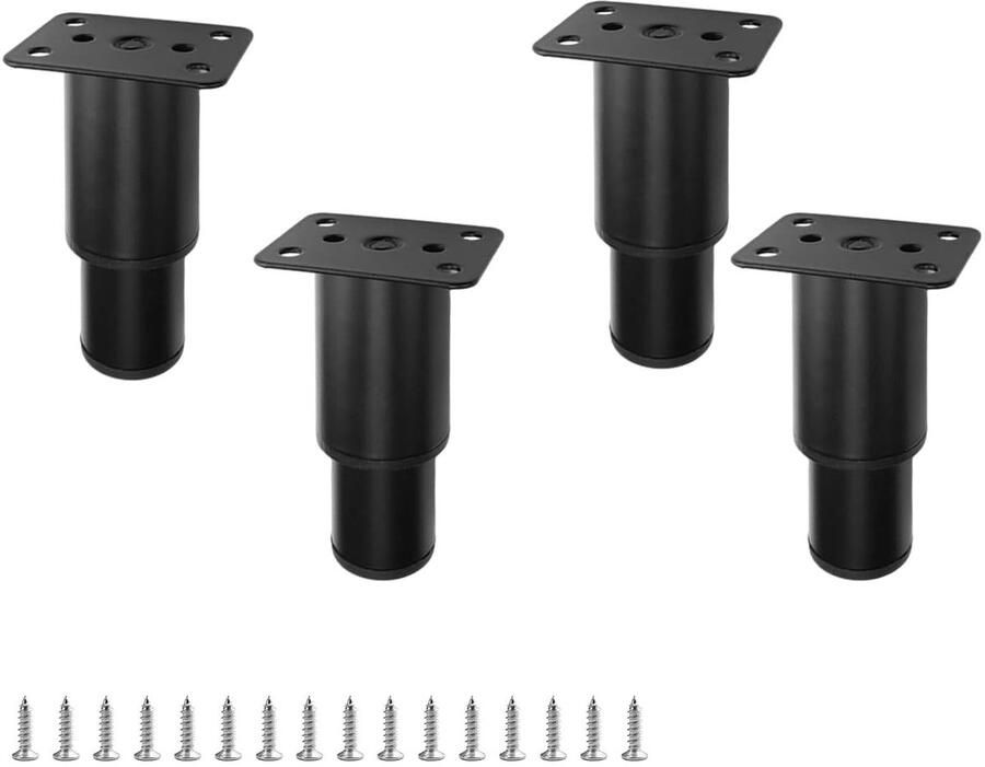 Verstelbare meubelpoten kastpoten 4 stuks zwart koudgewalst staal