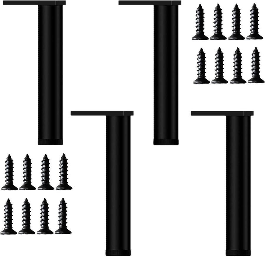 Verstelbare meubelpoten moderne bankvoeten 4 stuks zwart metaal