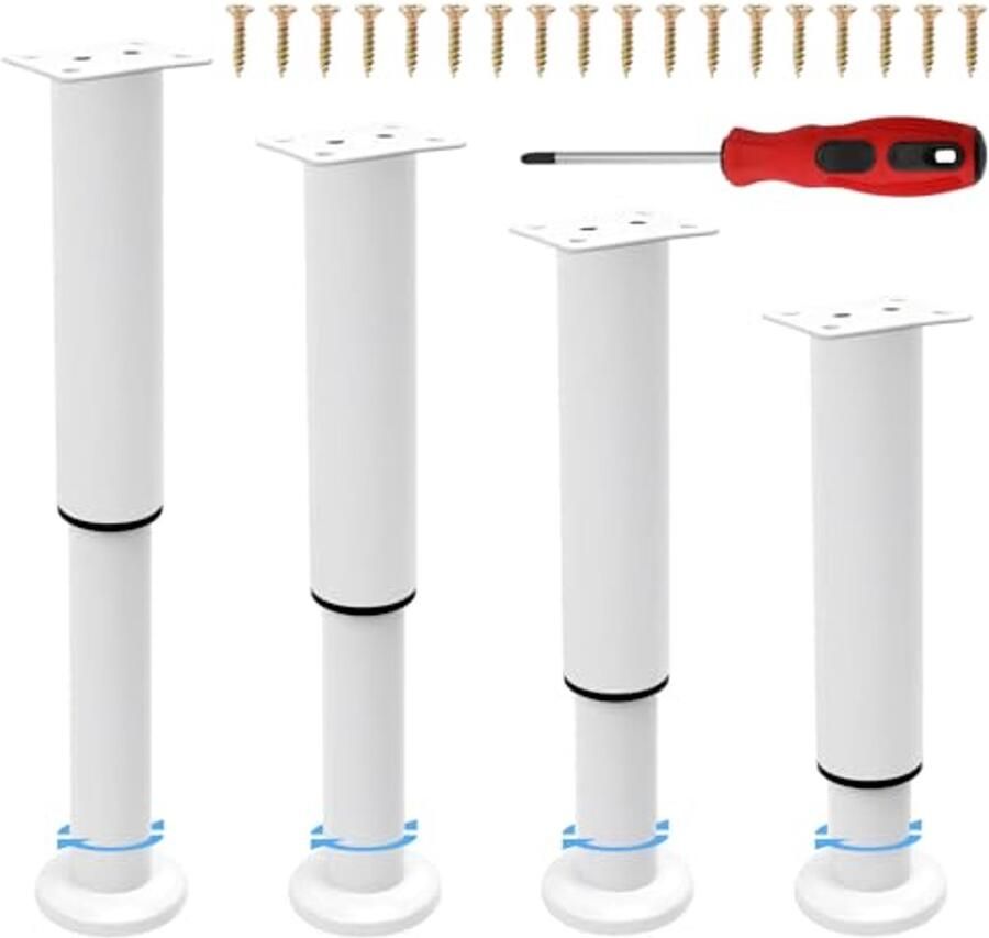 Verstelbare meubelpoten set van 4 Roestvrij staal 18-30 cm geschikt voor tafels kasten en meer