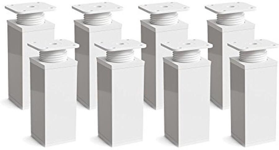 Verstelbare Meubelpoten Set van 8 Hoogte 80 mm Wit Sleek Ontwerp Vierkant Profiel voor Kasten en Laden