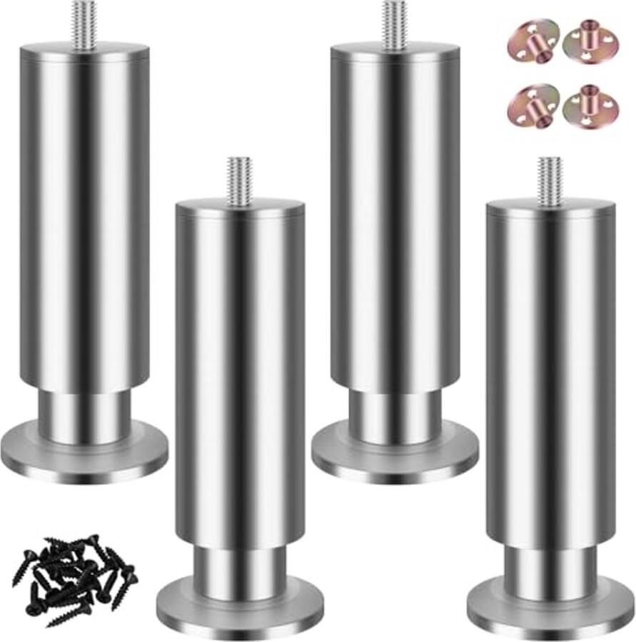 Verstelbare meubelpoten van roestvrij staal Ronde metalen poten voor tafel bed en kast (30 cm)