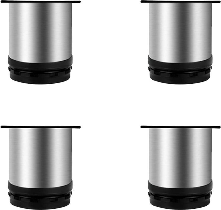 Verstelbare meubelpoten van roestvrij staal set van 4 stuks Diameter 5 cm Hoogte 5 cm Metalen steunpoten Hoogteverstelling 0-15 mm Geschikt voor tv-kasten bedden bureaus kasten bureautafels Stabiele dragende basis