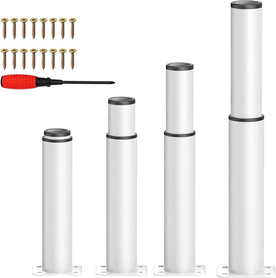 Verstelbare Meubelpoten Voor Banken en Tafel 4 Stuks Wit Metaal 12-20 cm