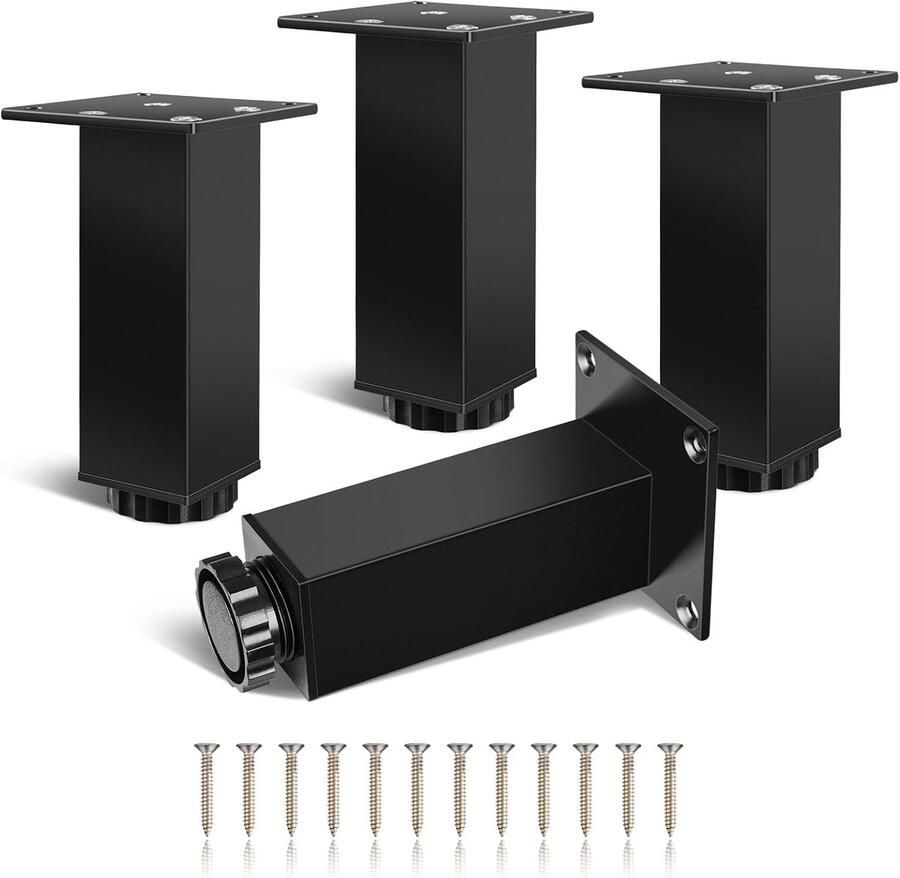 Verstelbare Meubelpoten Waterdicht 4 Stuks Zwart Aluminium 120 mm