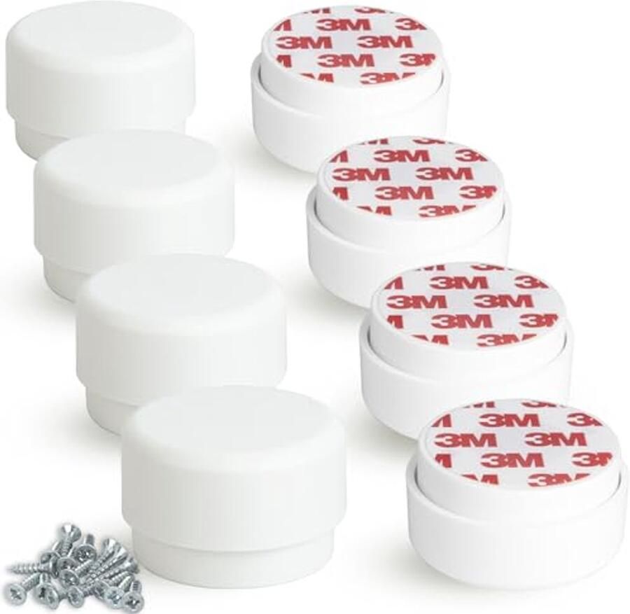 Verstelbare Meubelpoten Zelfklevende Ronde Poten voor Meubels Ø 55 mm Hoogte 23-35 mm Set van 8 Wit