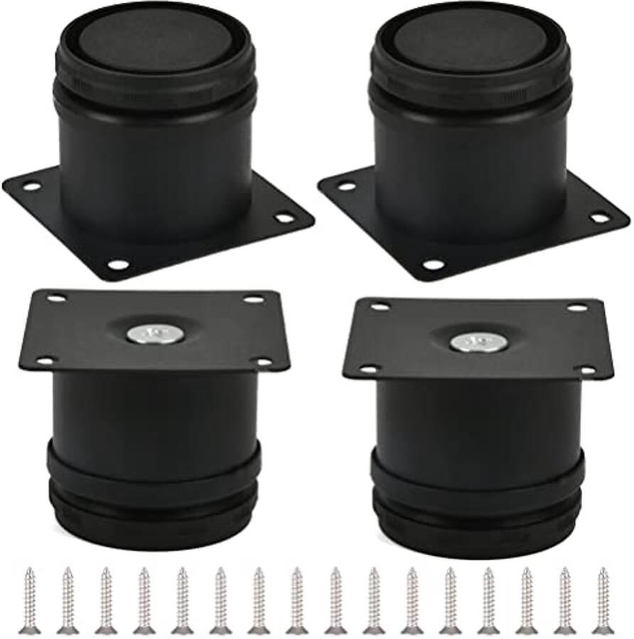 Verstelbare Meubelpoten Zwarte Roestvrij Stalen Meubelpoten van 50 mm Hoogte met 16 Schroeven