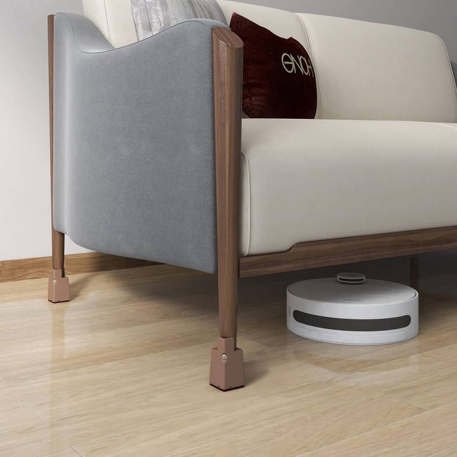 Verstelbare meubelverhoging 7 5 cm met schroefklem Betterhoger 7 inch zware belasting stoelverhogingen 4 meubelverhogers voor 0 8 1 6 inch breedte vierkant & ronde stoelpoot bruin