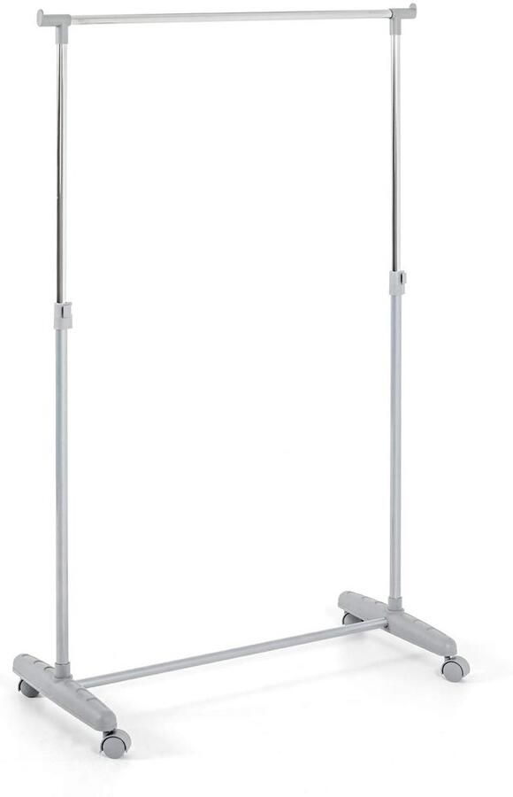 Verstelbare moderne kledingrek met chroom en grijze kunststof onderdelen