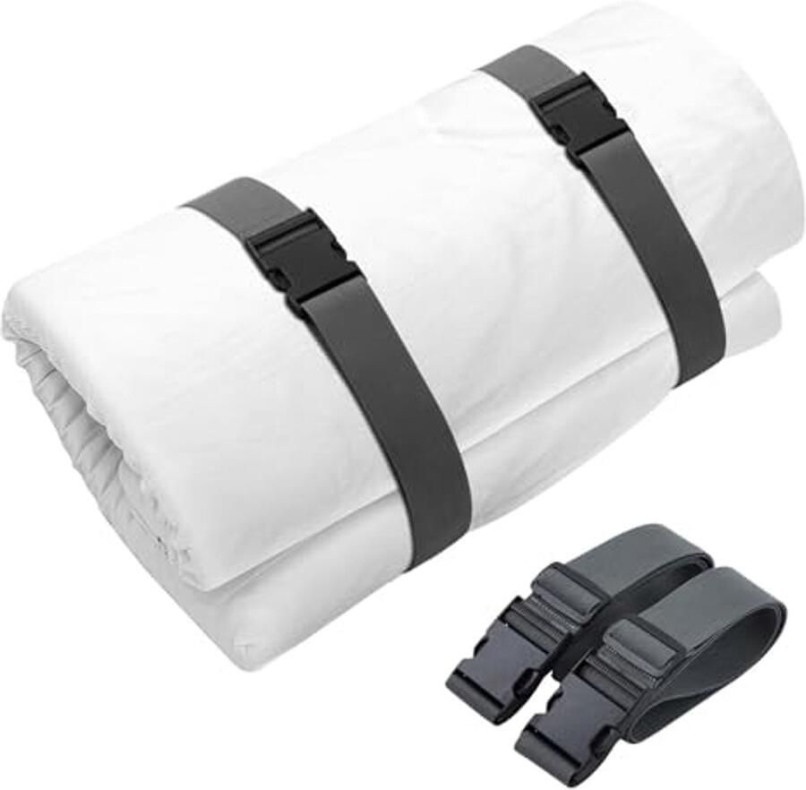 Verstelbare Opbergriemen voor Matras 2Pcs Memory Foam Ties met Buckles Grijs 60x2 Inch