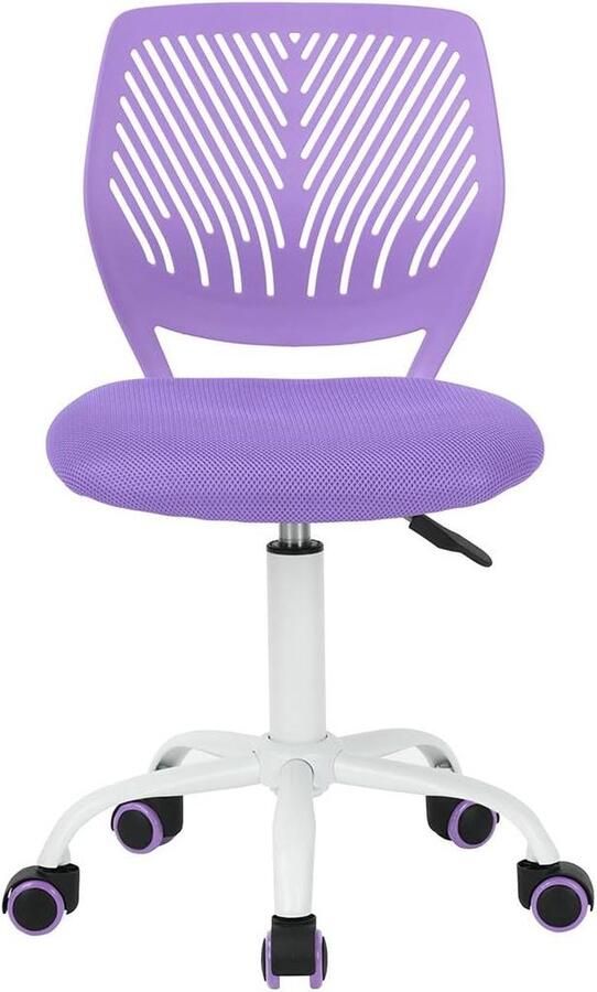 Verstelbare paarse studiestoel stoffen computerstoel met draaifunctie Bureaustoel