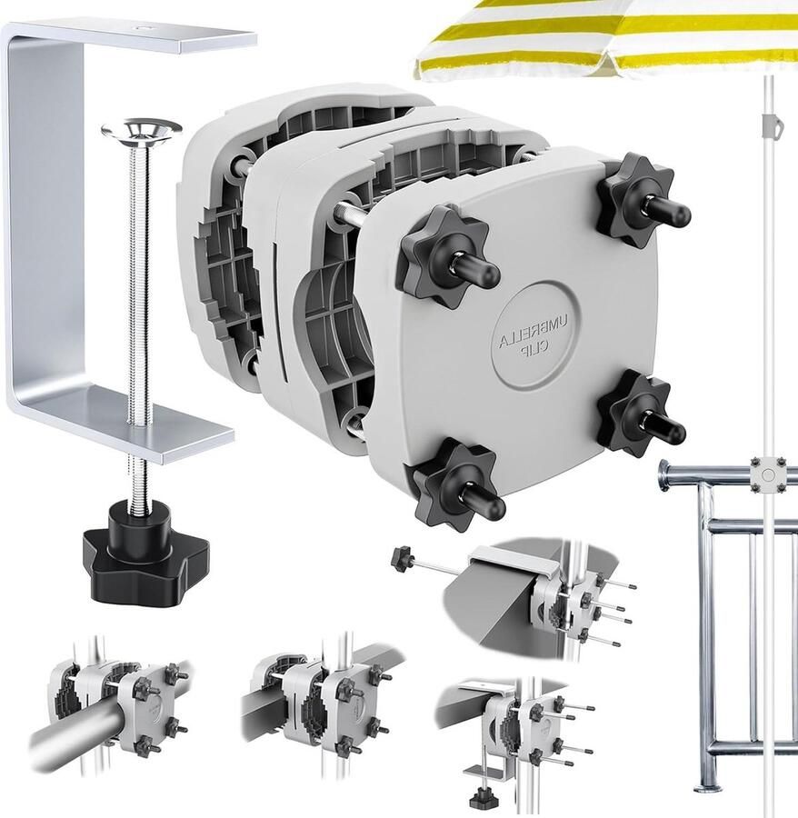 Verstelbare parasolhouder voor balkonleuning zonwering geschikt voor 18-48 cm parasols