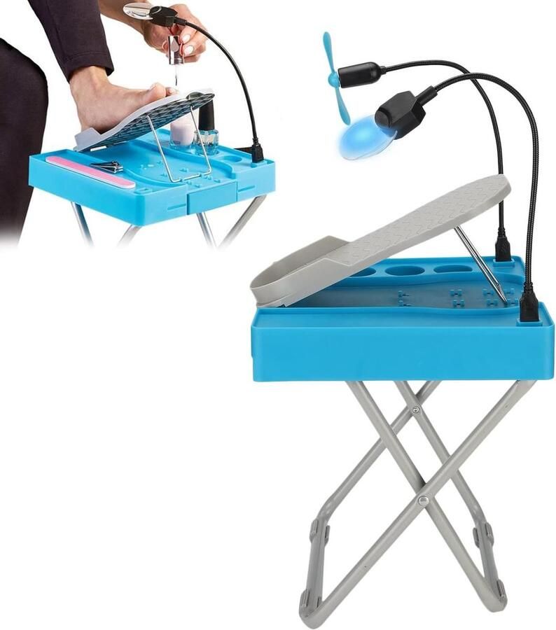 Verstelbare Pedicure Voetsteun met LED Vergrootglas Droogventilator en Opvouwbaar Ontwerp