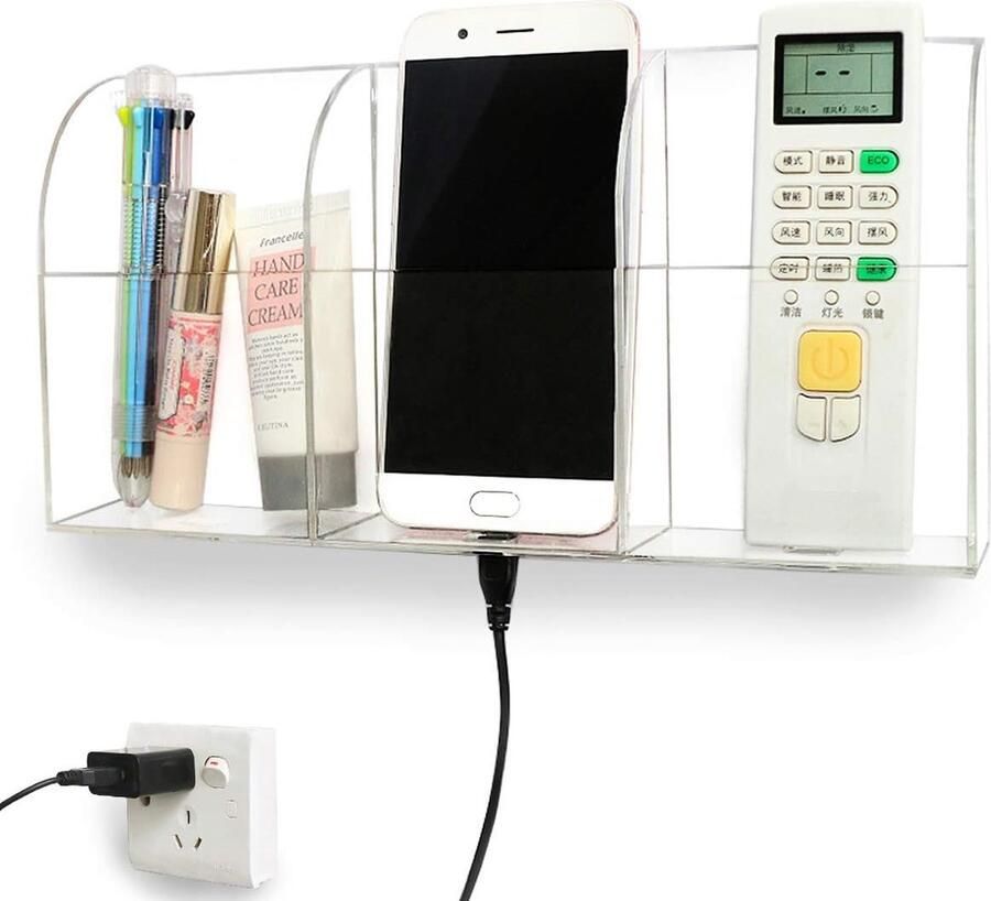 Acryl afstandsbediening houder muur afstandsbediening opbergdoos TV afstandsbediening organisator mobiele telefoon wandmontage afstandsbediening houder