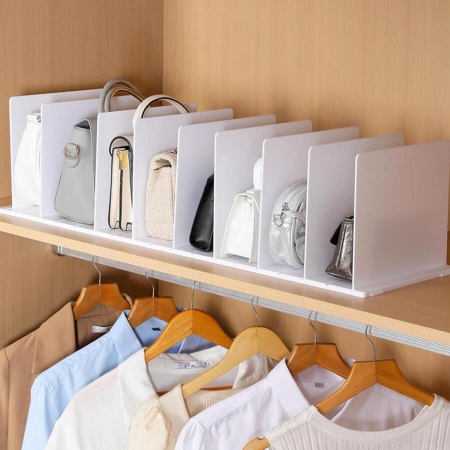 Verstelbare plankverdeler voor kast transparante portemonnee organisatoren acryl handtas scheiders opslag organizer boekenplank separator verdelers in slaapkamer kantoor wit