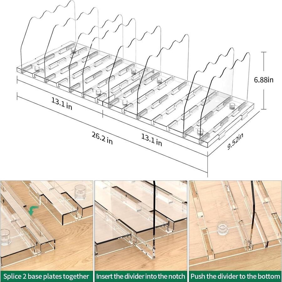Verstelbare plankverdeler voor kast Transparante tasorganisatoren voor kast Acryl handtasverdelers Opbergorganizer voor boekenplanken en kamerscheidingswanden in slaapkamer en kantoor
