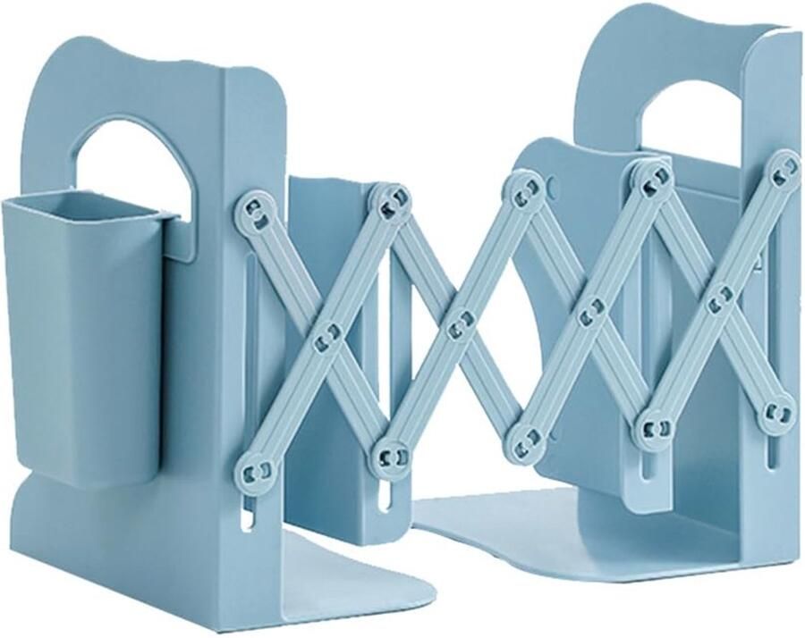 Verstelbare Plastic Boekenkast Uitschuifbaar tot 18 5 Inch Blauwe Grote Boekenkast voor Thuis en Kantoor