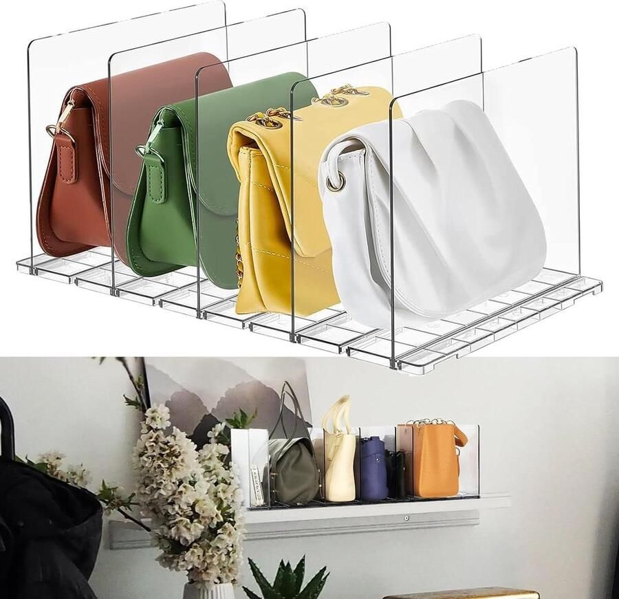 Verstelbare plastic transparante handtas tas kleding divider 5 stuks