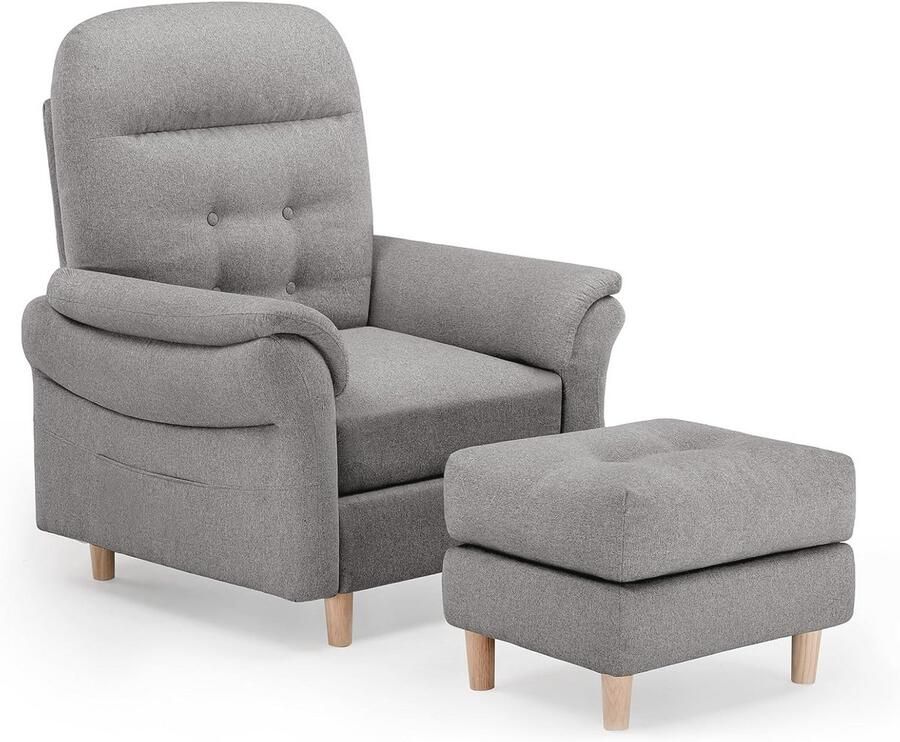 Verstelbare Relaxstoel met Opbergruimte en Voetenbank voor Woonkamer en Slaapkamer