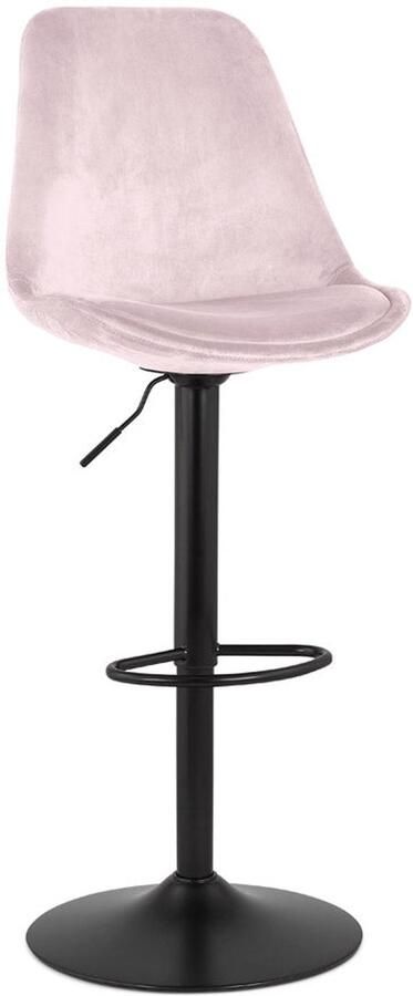 Verstelbare Retro Barkruk Vintage Stoel Optimale Comfort Roze Fluweel Zwarte Poot