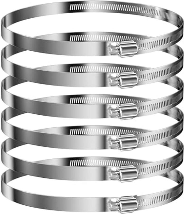 Verstelbare Roestvrijstalen Klemband 6 Stuks Ideaal voor Tuin en Huis