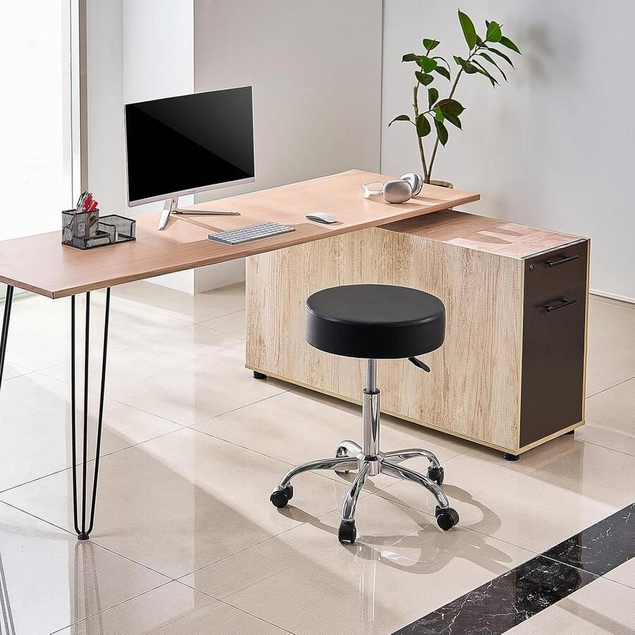 Verstelbare rolkruk Hoogte instelbaar 1 stuk Lederen bekleding φ15 7 x 9 cm