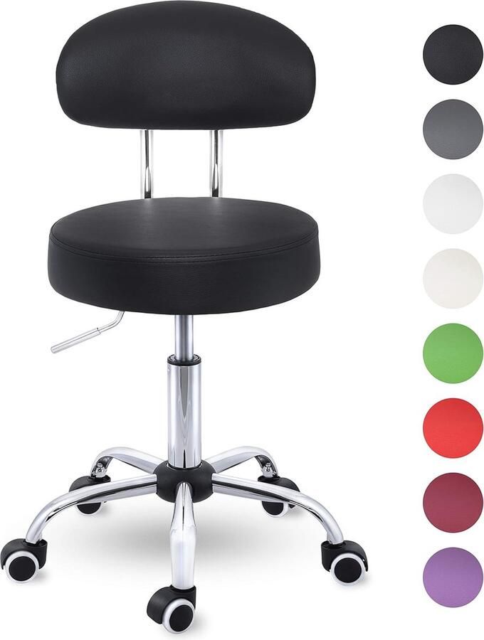 Verstelbare Rolkruk met Leuning en Wieltjes Ergonomisch en Draaibaar