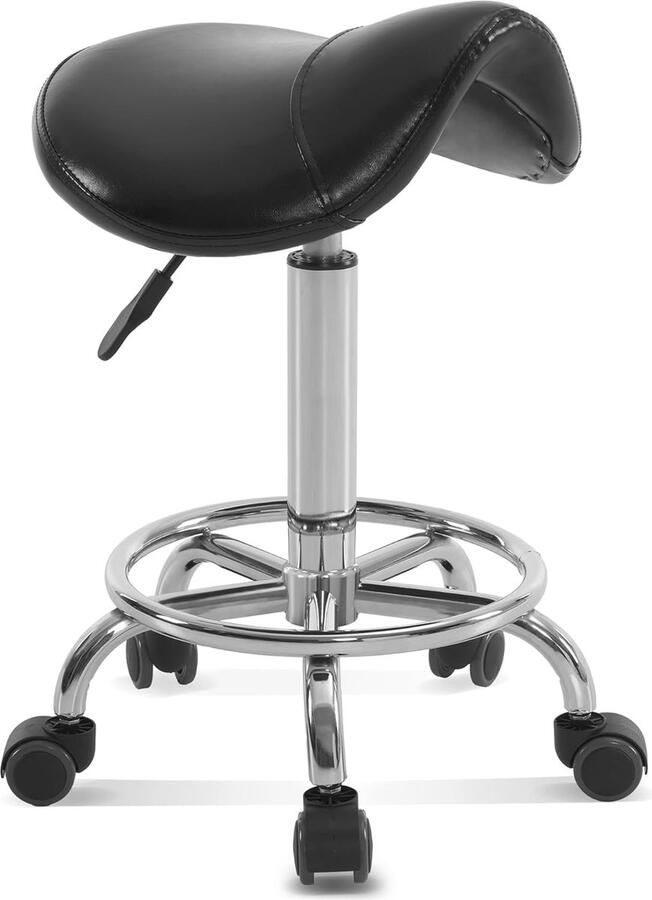 Verstelbare Rolkruk Zwart Ergonomische Zadelkruk voor Kantoor en Salon