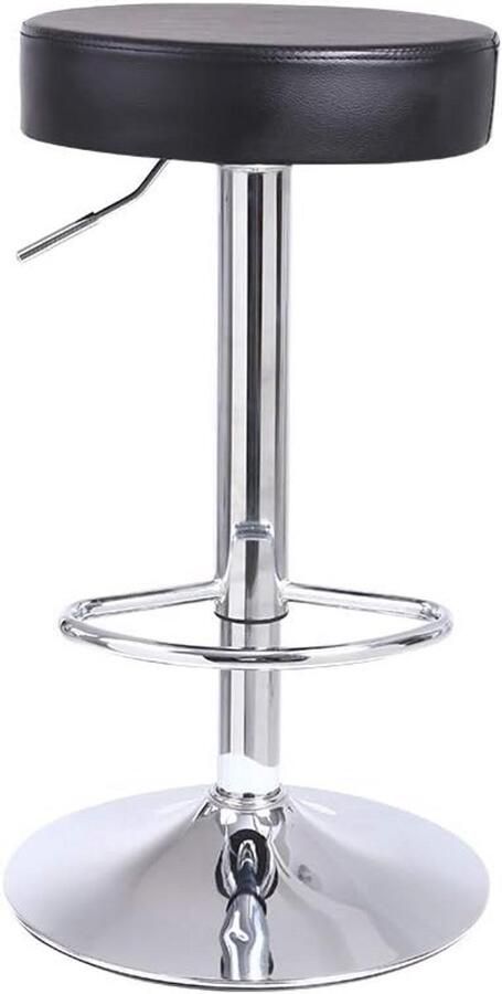 Ronde barkruk met voetsteun en hoogteverstelling Draaibare pub stoel voor thuis keuken PU-leer zwart