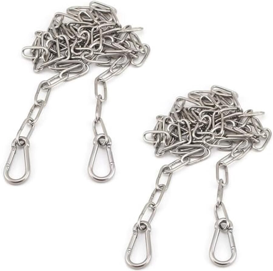 Verstelbare RVS Kettingen 1 m Metaalketting met Karabijnhaak Set van 2 voor Hangmatten en Tuinaanleg