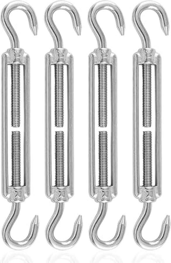 Verstelbare RVS Spanschroefhaken 4 Stuks voor Zonnezeil en Waslijn