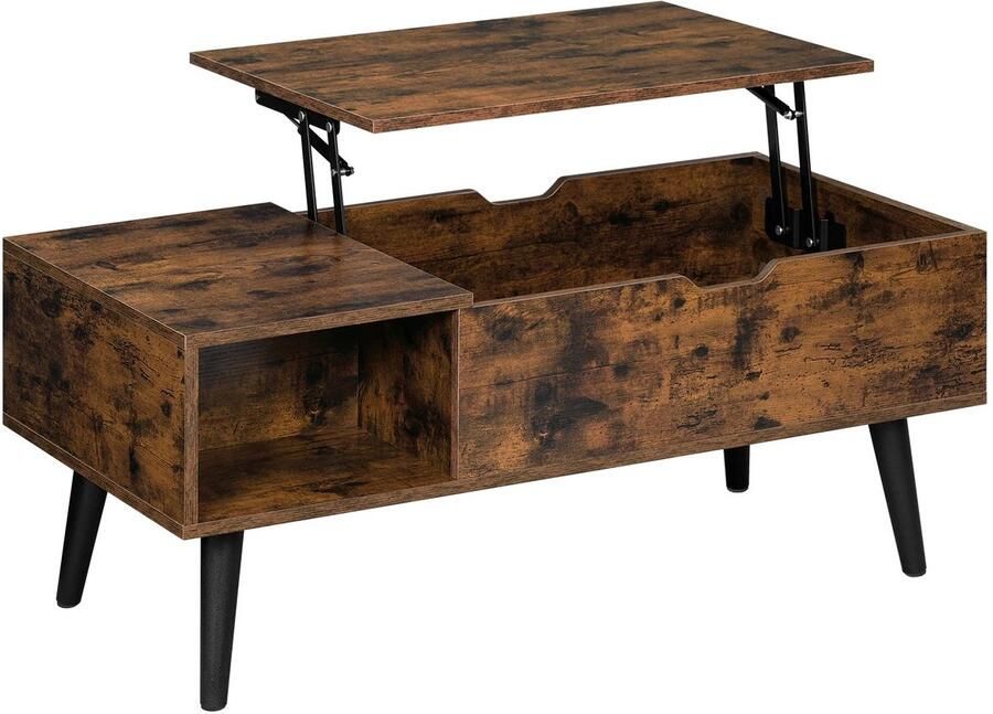 Corenia Salontafel Verstelbare Salontafel Opklapbare Tafel met Opbergruimte Moderne Koffietafel Houten Tafel 100x50x43 cm Rustiek Bruin