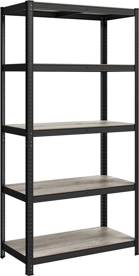 Rootz Living Rootz Verstelbare Staande Plank Organisatorrek Opbergeenheid Constructie van staal en MDF 50 cm x 100 cm x 200 cm Greige Zwart