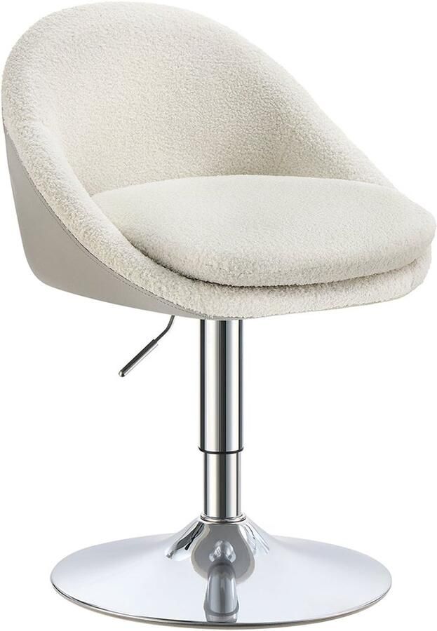 Verstelbare stoel met rugleuning ergonomische bureaustoel wit fleece pu leer hoogte verstelbaar 52 5 cm x 50 cm x (81 5-93.5) cm