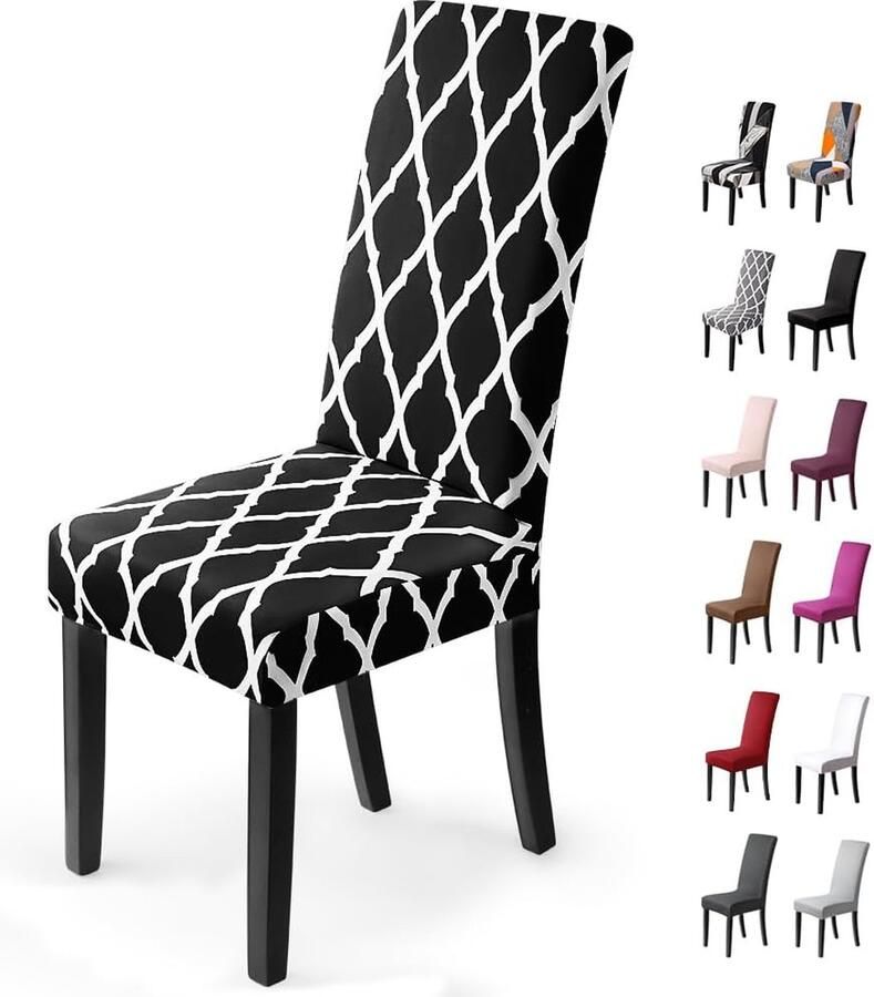 Goodivery Verstelbare Stoelhoezen Voor Eetkamerstoelen Zesdelige Set In Stijlvol Zwart
