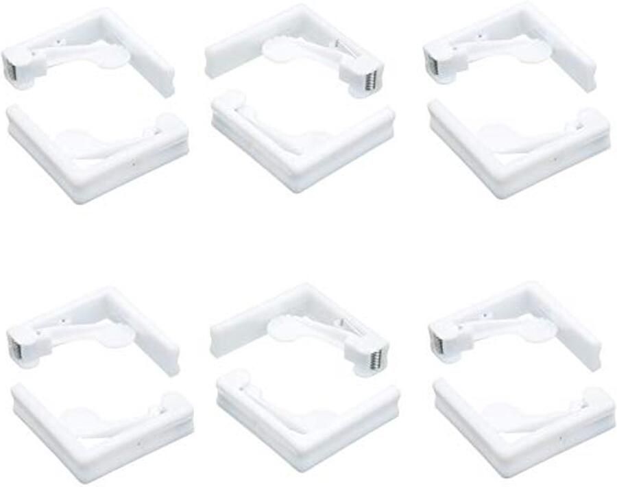 Verstelbare Tafelkleden Clips Set van 6 Kunststof Wit 6 x 6 x 2 cm