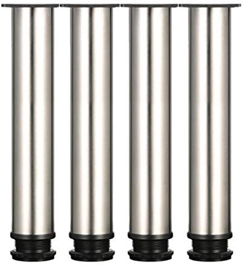 Verstelbare Tafelpoten van Roestvrij Staal Set van 4 Rond 30 cm Hoog Geschikt voor Meubelprojecten