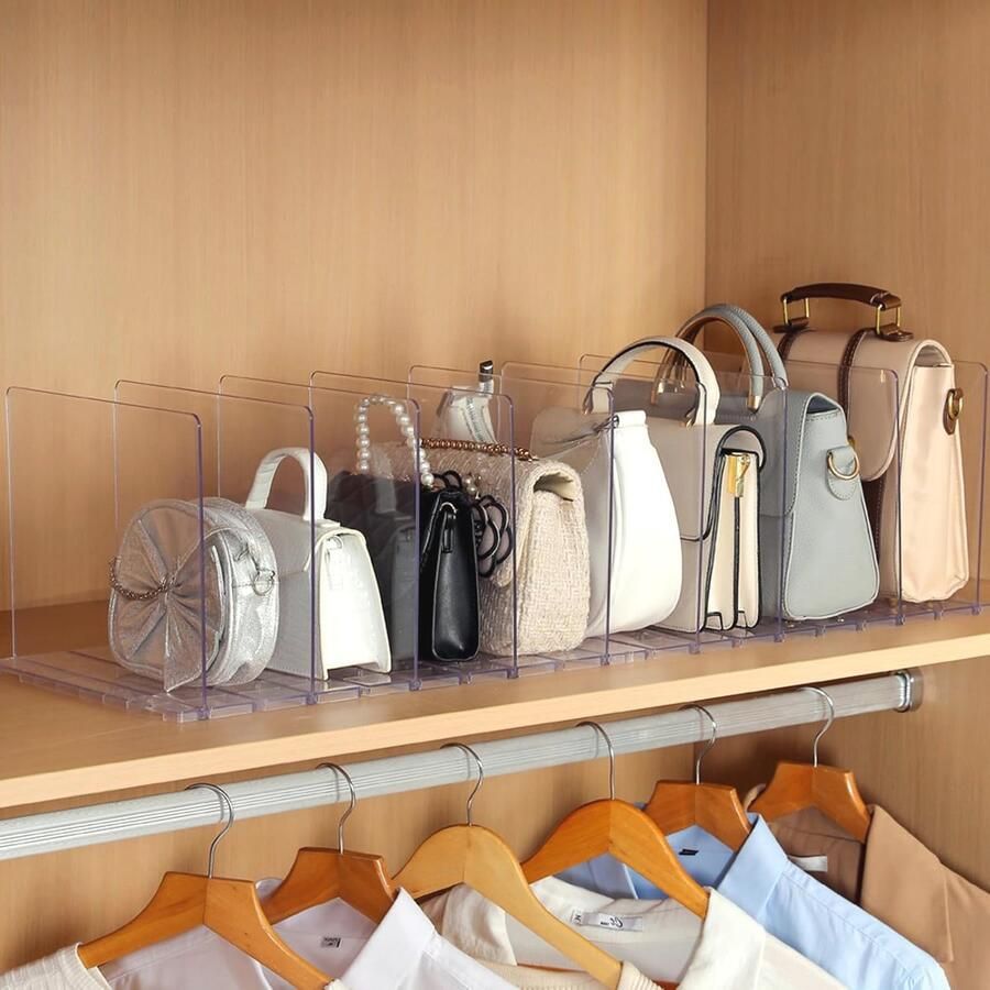 Verstelbare Tasverdelers Handtas Organizer en Plankverdelers voor Slaapkamer en Keuken (Transparant)