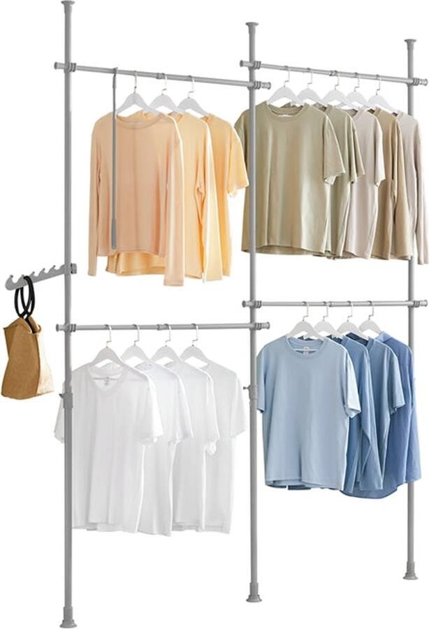 Rootz Living Rootz Verstelbare Telescopische Kledingroede Garderobeorganisator Rekkensysteem Ruimtebesparend ontwerp Eenvoudige montage Variabele maat 124-226 cm x 200-285 cm