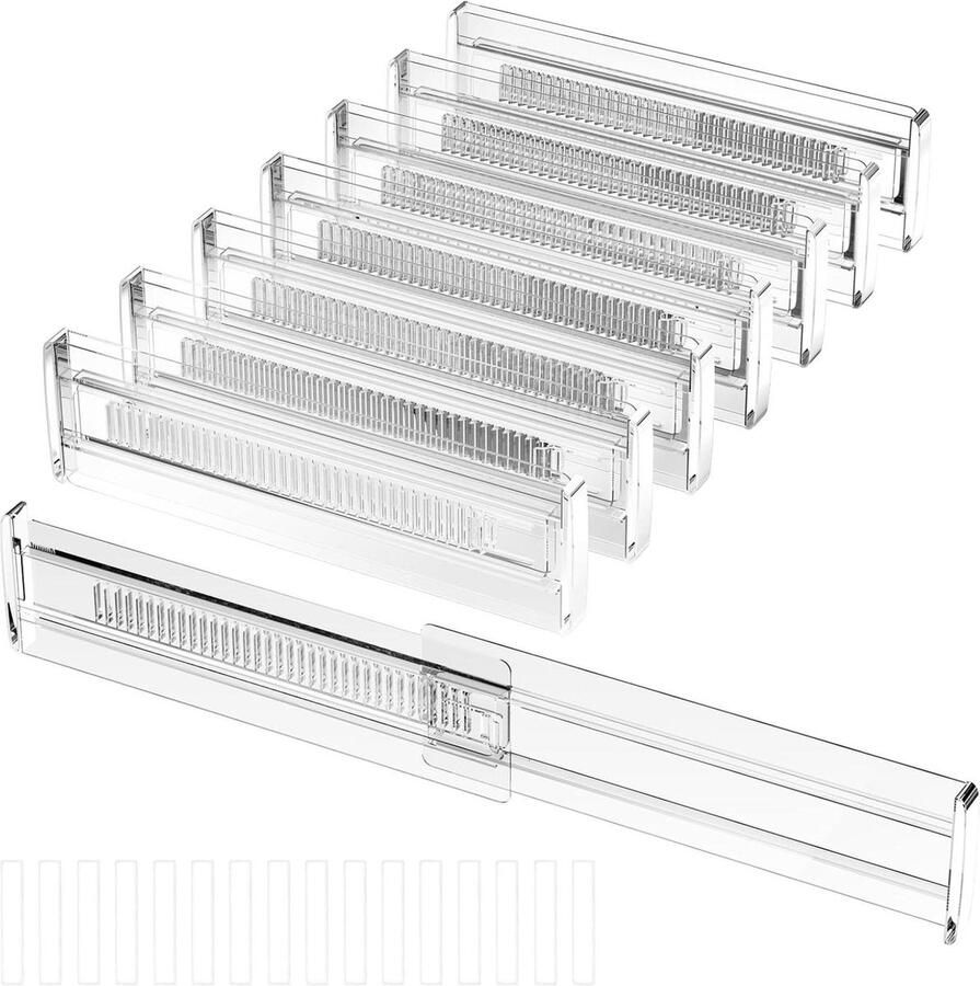 Verstelbare transparante ladeverdelers 8 stuks voor badkamerlade-organizer kunststof scheidingswanden voor kast kantoor slaapkamer keuken