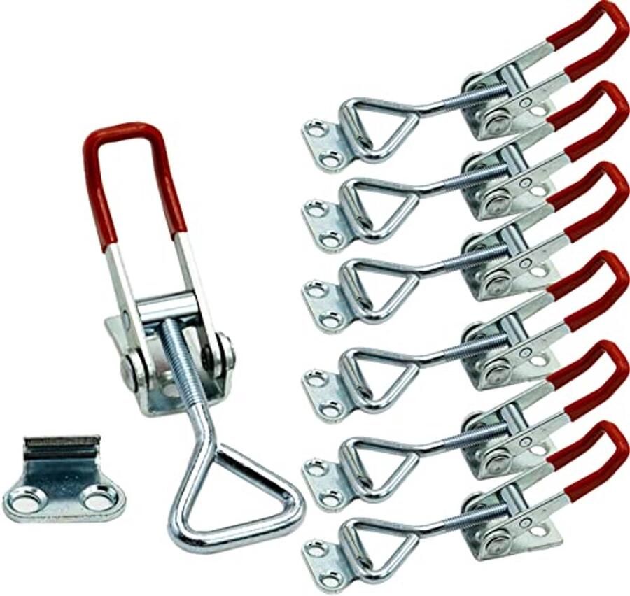 Verstelbare Tuimelklem Set van 6 Heavy Duty Hasp Clip met 350 lbs Houdcapaciteit voor Deuren en Opbergboxen