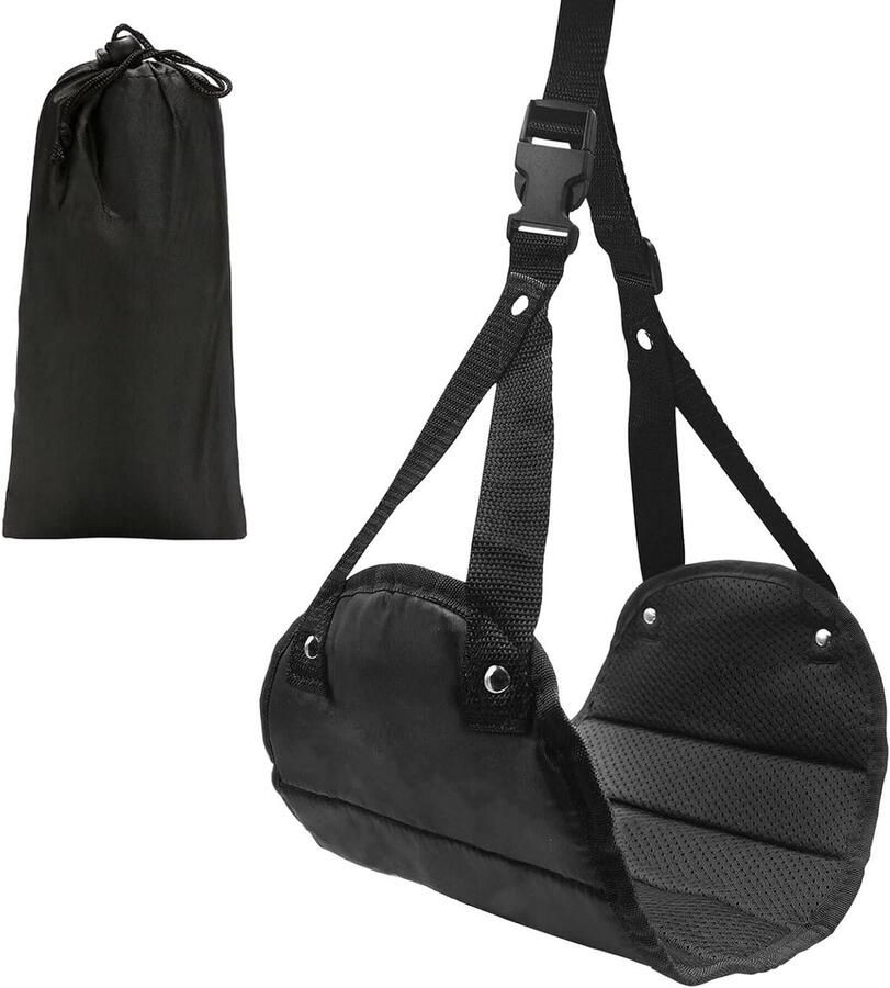 Allecto Plus Vliegtuig Voetsteun Hangmat voor Comfortabele Vluchten Verstelbare Reis Voetsteun met Draagtas