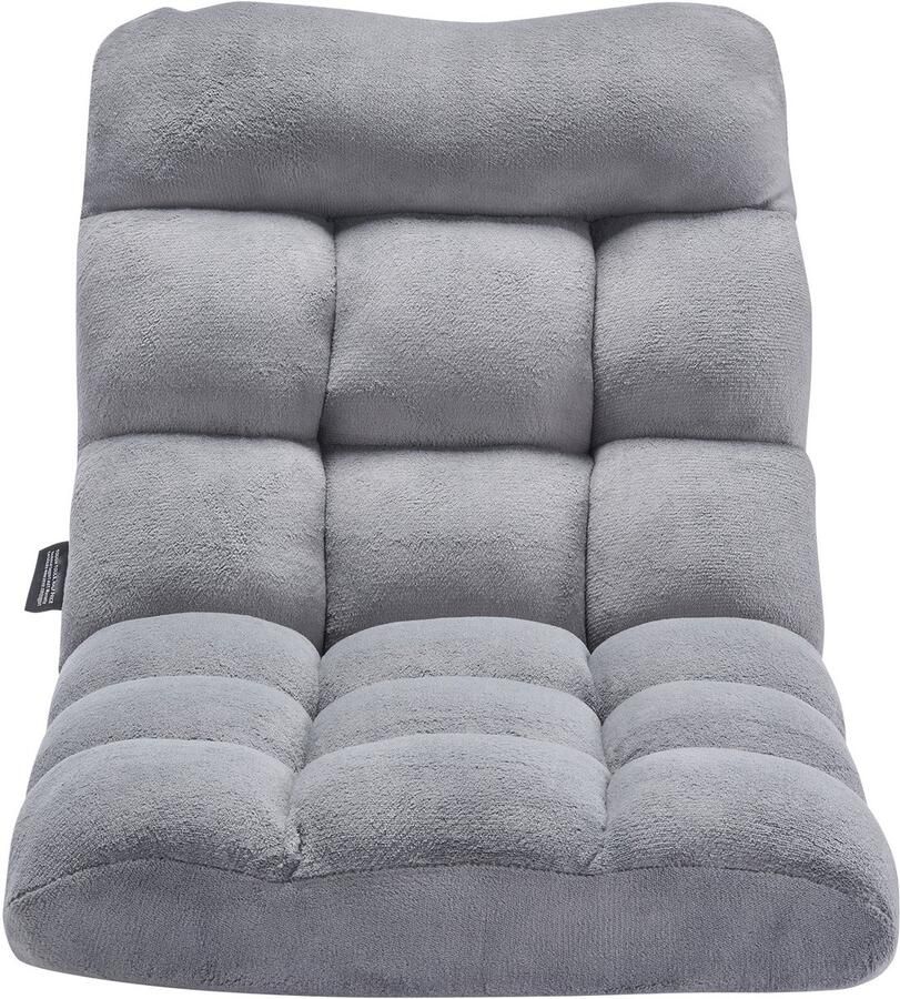 Vloerstoel – Opvouwbare Bankstoel van Gerecycled Schuim met 14 Verstelbare Standen. Multifunctionele Vloerstoel met Rugleuning Als Gamestoel In De Woonkamer – Grijs