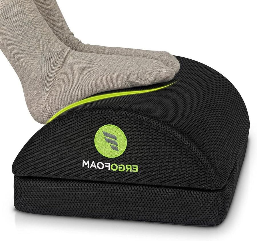 Voetenbank Verstelbaar voor Extra Hoogte (Mesh) Grote Premium Voetensteun Huisdiervriendelijke Voetsteun Onder Bureau voor Lumbale Rug- Kniepijn Voetsteun Schommel (Zwart)