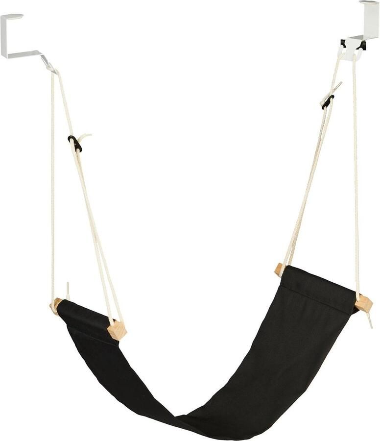 Verstelbare voetenhangmat voor bureau en kantoor ergonomische voetensteun met metalen houders linnen zwart