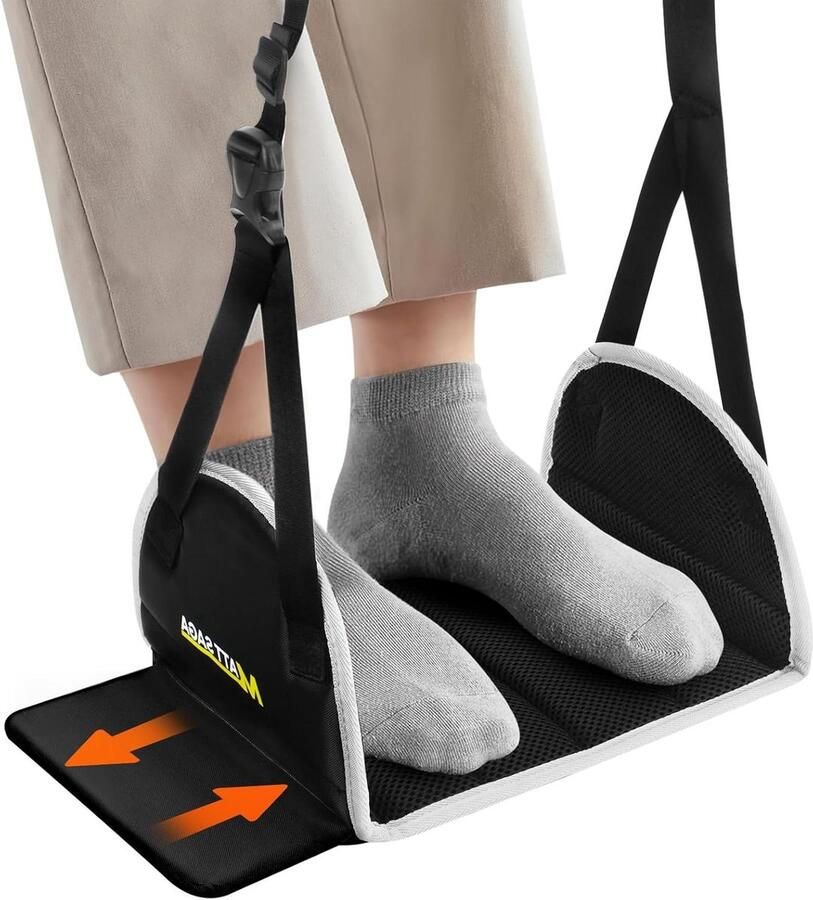 Verstelbare voetsteun hangmat voor vliegtuig Ideaal voor rust tijdens lange vluchten met dikke memory foam padding en ondersteuningsplaten